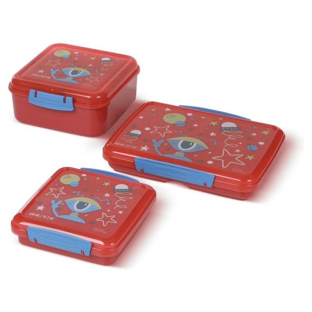 Rubbermaid Pack & Go Alien Watermelon Red Lunch Set 3-Pack Bento Containers